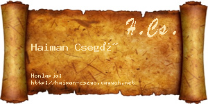 Haiman Csegő névjegykártya